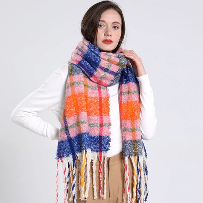 Plaid Cashmere 240*55 CM Long Thick Scarf