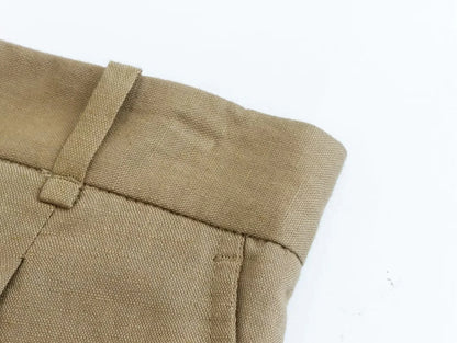 Khaki Vest and Shorts Linen Suit