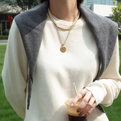 100% Wool Triangular Neck Scarf - Kinnted Scarf