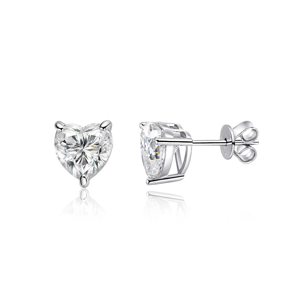Heart Cut Moissanite Stud Earrings - Valentine's Day Gift for Her
