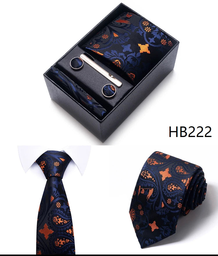 5 Pcs Business Tie Set Handkerchief, Cufflinks, Tie and Clip