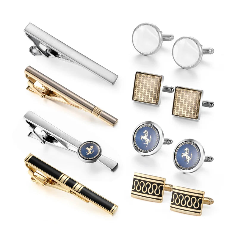 4 Sets of Tie Clips & Cufflinks With Box