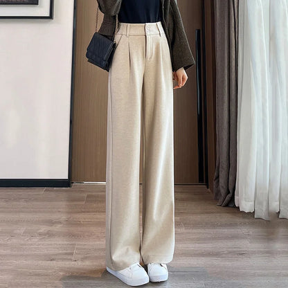 Autumn Winter Woolen ٍSuit Pants Wide Leg Trousers