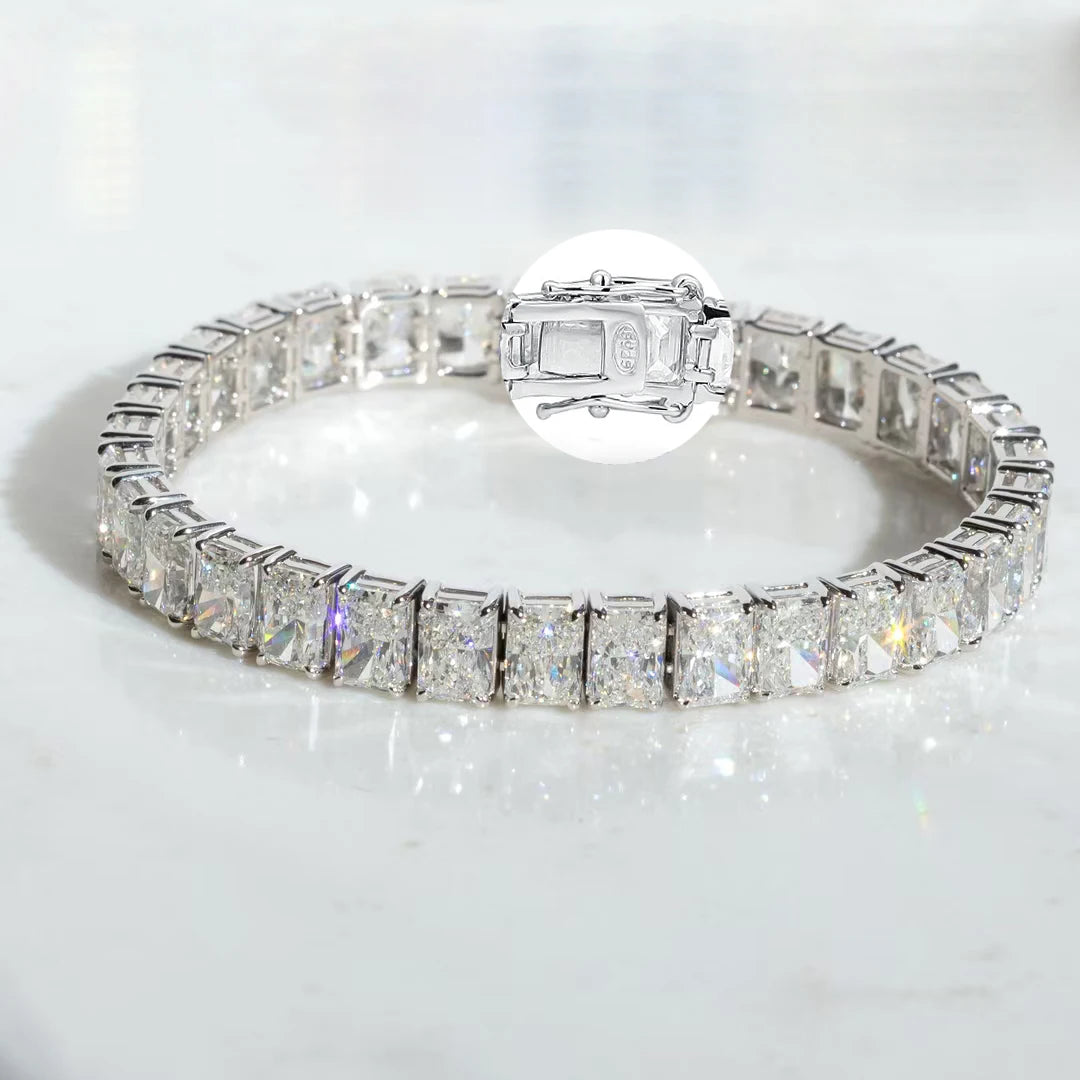 Radiant Cut Moissanite Tennis Bracelet - Anniversary Gift