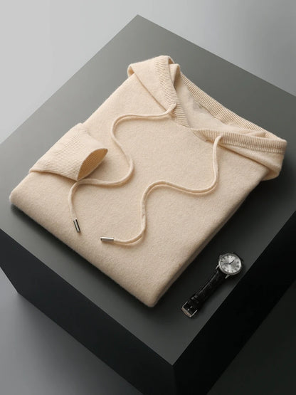 Men’s 100% Merino Wool Hooded Knit Pullover