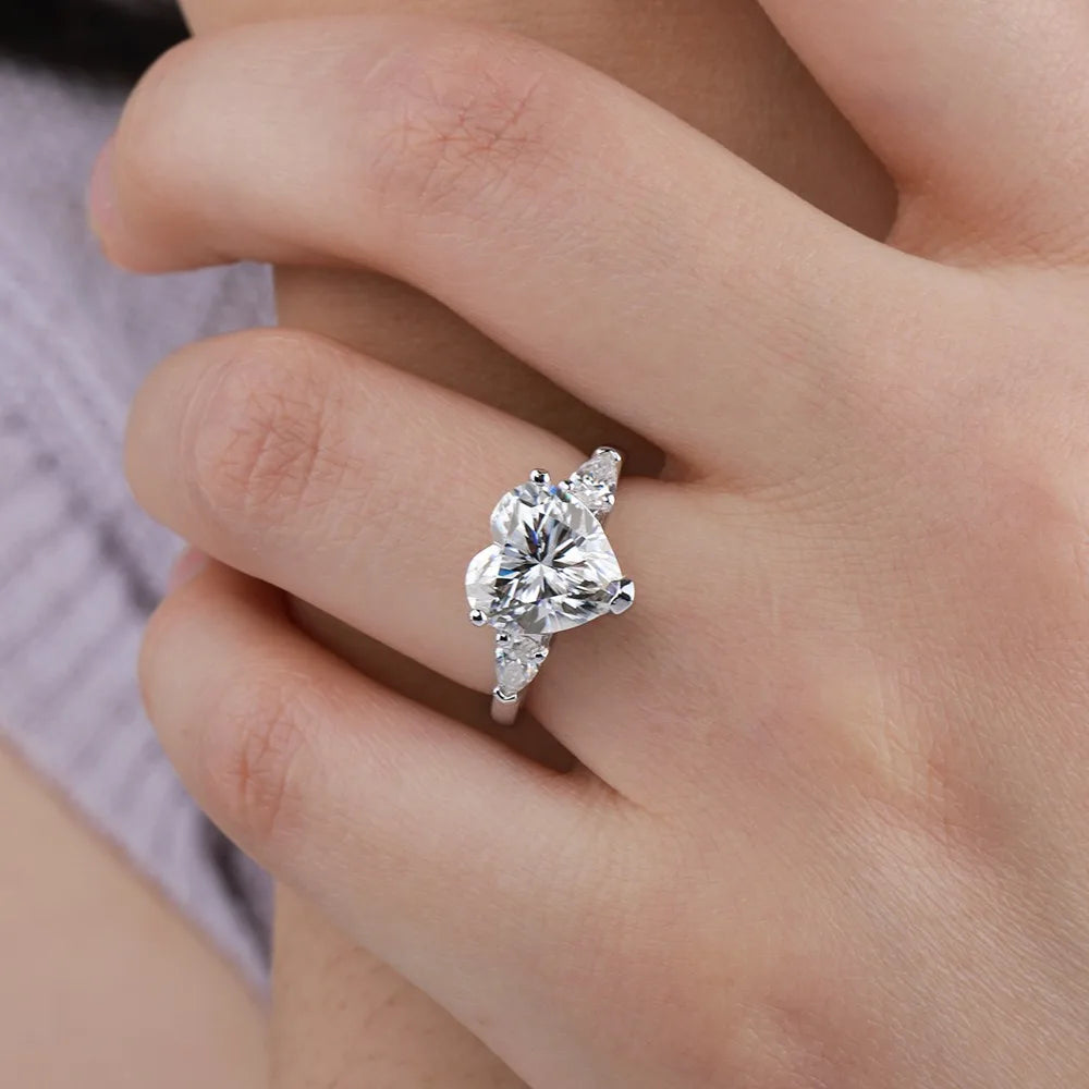Heart Cut Moissanite Diamond Solitaire Ring - Valentine's Gift For Her
