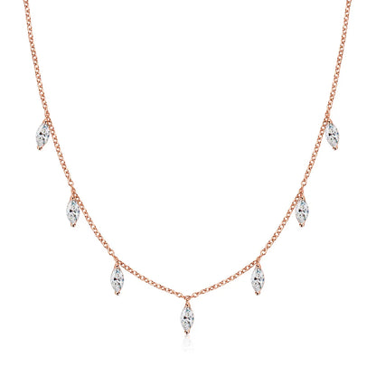 Marquise Cut Moissanite Stacking Necklace -  Gift for Women