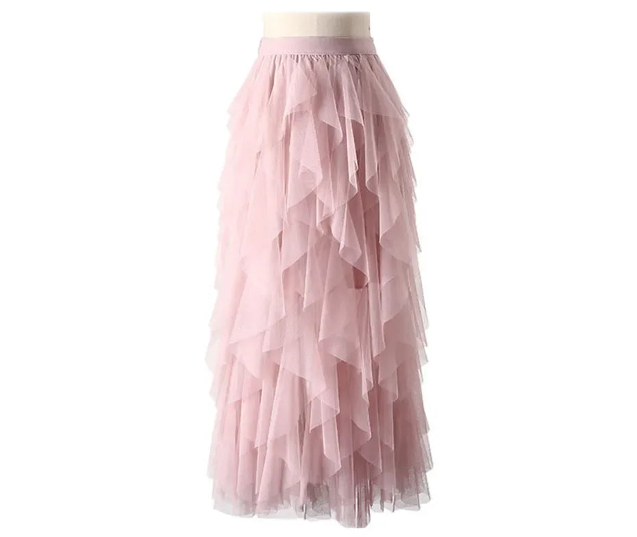 Tulle Mesh Long Maxi Layered Skirt