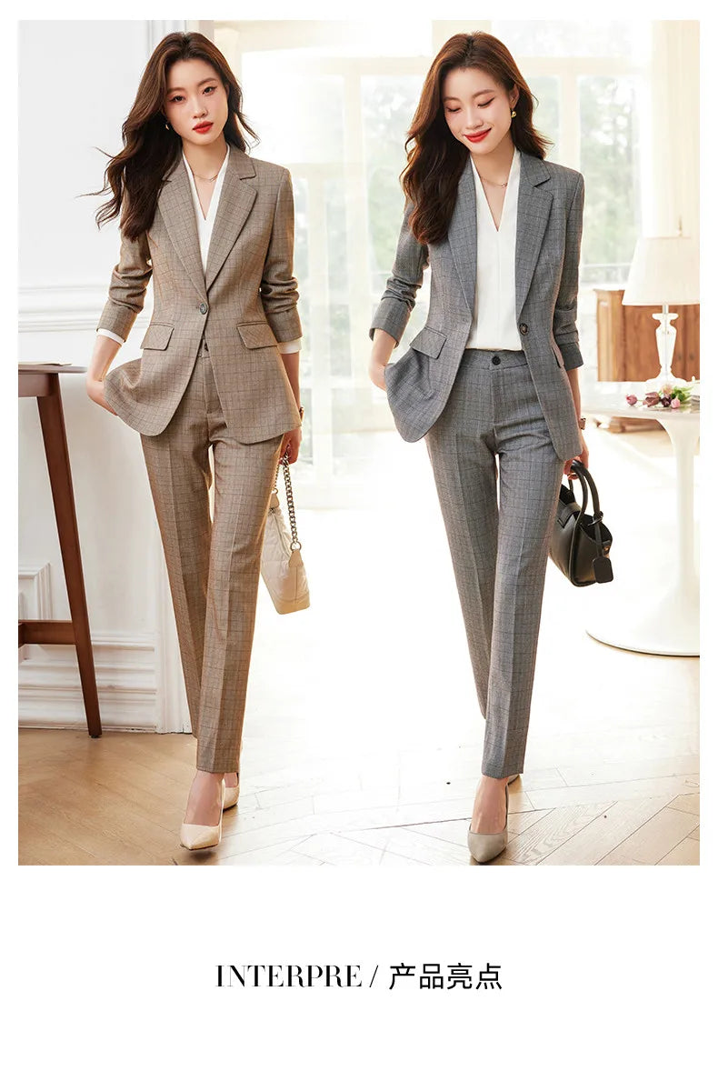 Single Button Formal Plaid Suit