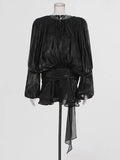 Long Sleeve Ruffle Details Mini Dress