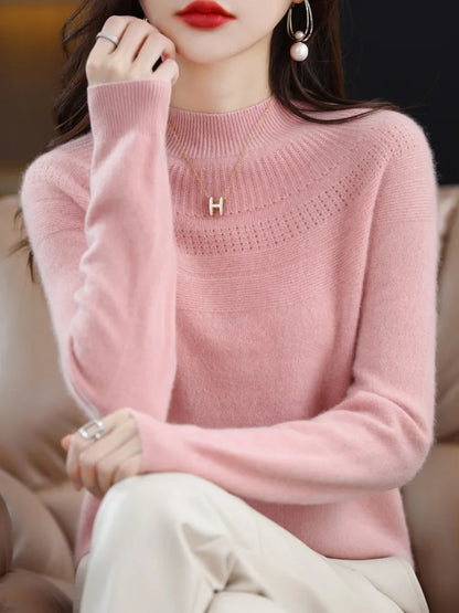 100% Merino Wool High Neckline Sweater