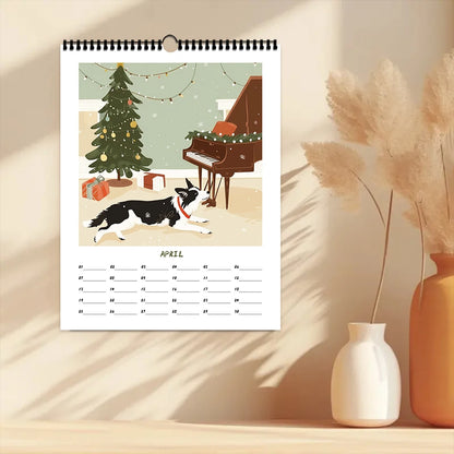 2026 Cartoon Dog Sketch Series Wall Calendar - Dog Lovers Christmas Gift