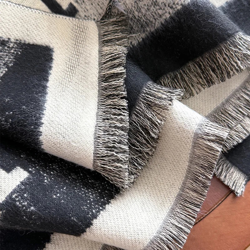 H Letter Cashmere Blend Winter Scarf Luxury Design Pashmina Scarf - Christmas Gift