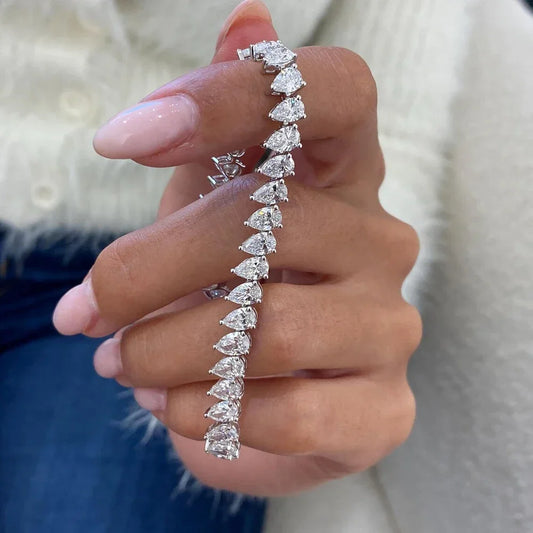 Pear Cut Moissanite Tennis Bracelet –  Anniversary Gift