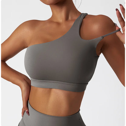 One Shoulder Cut-out Details Workout Top