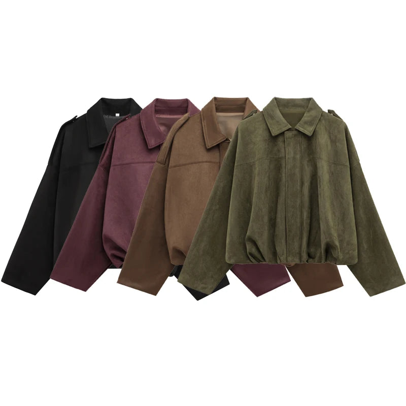 Women's Suede Bomber Jacket