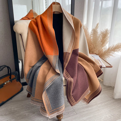 Geometric Cashmere Double-sided Scarf 180*65CM