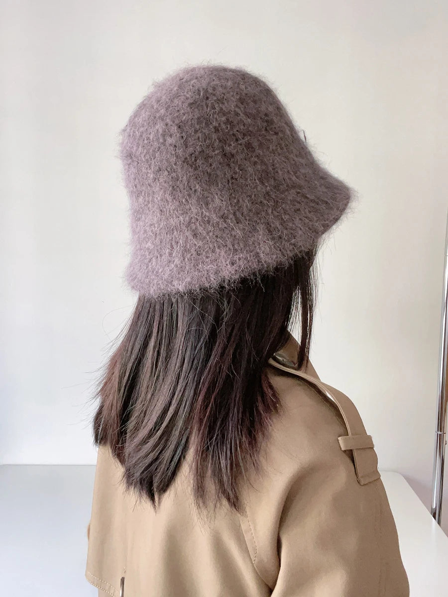 Rabbit Fur Winter Women's Bucket Hat - Gift for Her