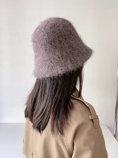 Rabbit Fur Winter Women's Bucket Hat - Gift for Her