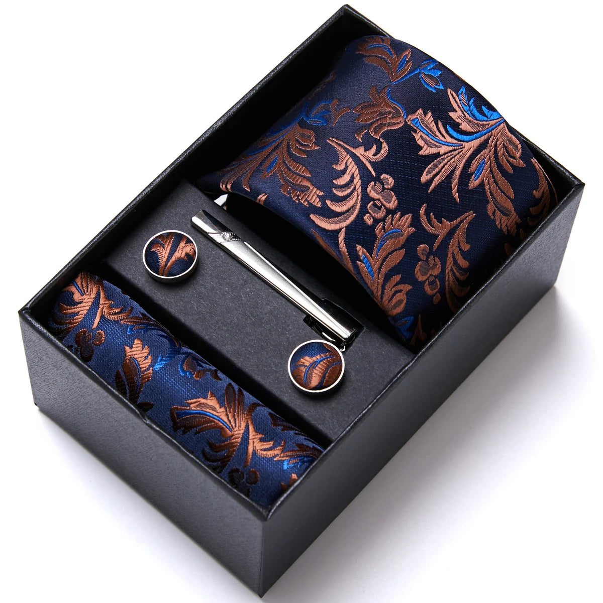 5 Pcs Business Tie Set Handkerchief, Cufflinks, Tie and Clip