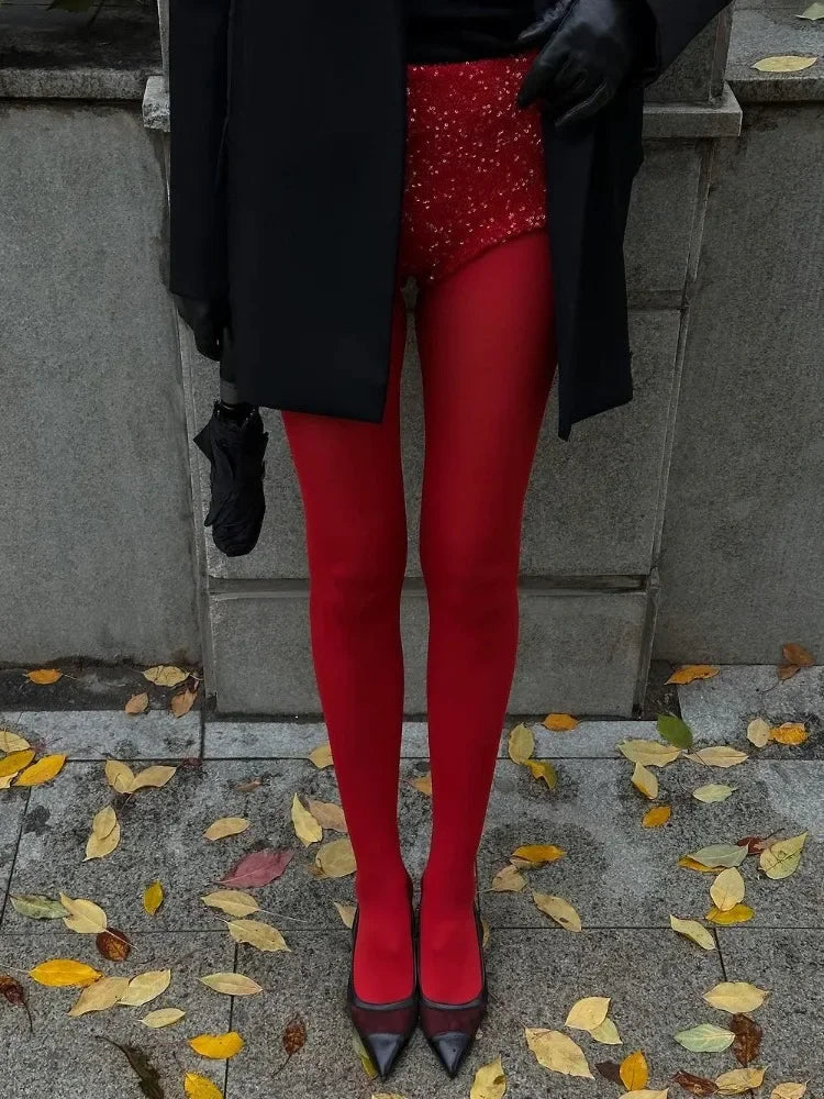 Vibrant Colored Winter Tights Pantyhose Leggings