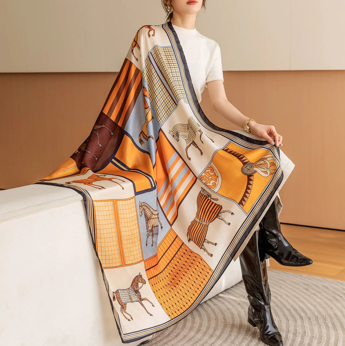 Silk Feel 110*110 CM Luxury Design Scarf