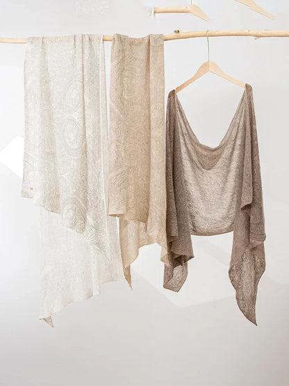 100% Baby Cashmere Paisley Eco-Printed Luxury Scarf