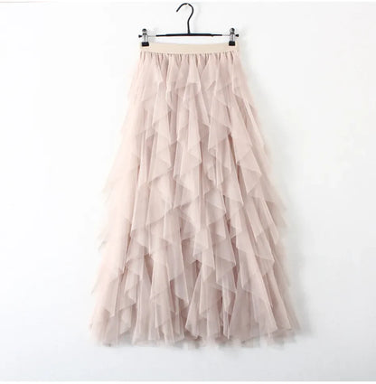 Tulle Mesh Long Maxi Layered Skirt