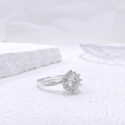 1CT Moissanite White Gold Plated Engagement Ring