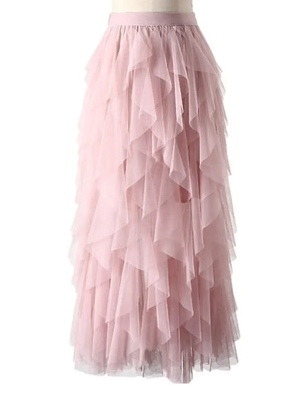 Tulle Mesh Long Maxi Layered Skirt