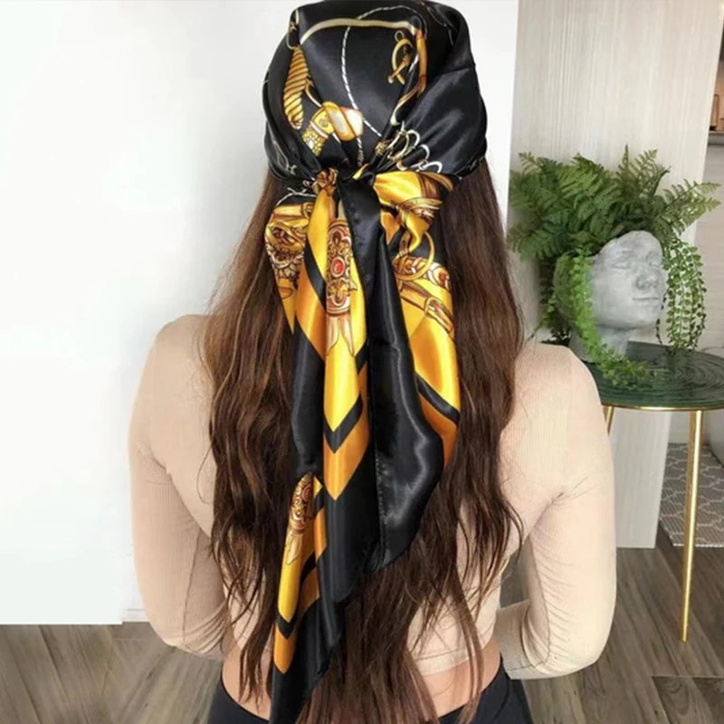 90*90CM Bandana Women's Square Scarf Hair Bandana