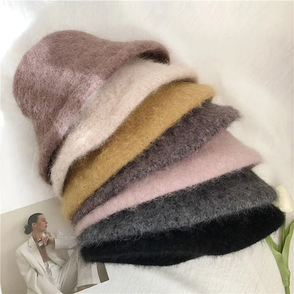 Rabbit Fur Winter Women's Bucket Hat - Gift for Her