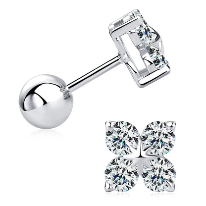 Four Leaf Clover Moissanite Stud Earrings - Christmas Gift For Her