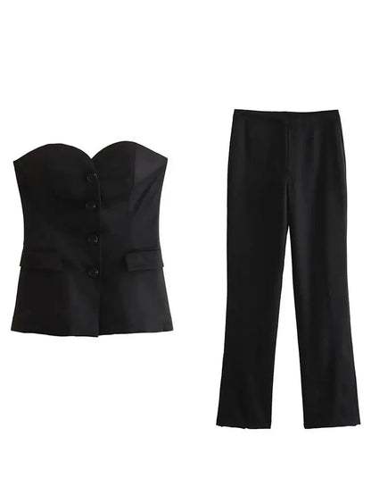 Strapless Blazer and Trousers Suit