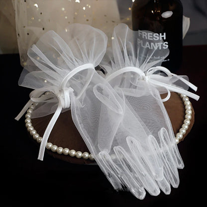 White Bridal Short Gloves