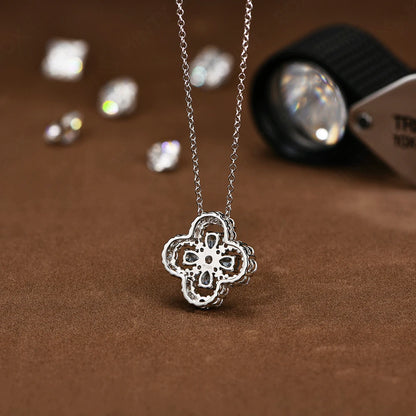 Clover Moissanite White Gold Necklace