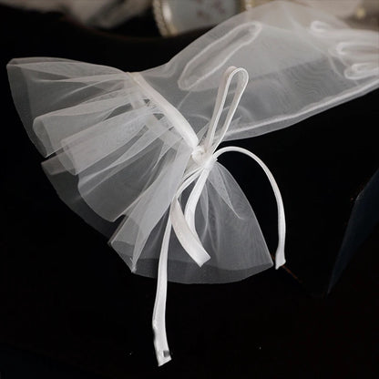 White Bridal Short Gloves