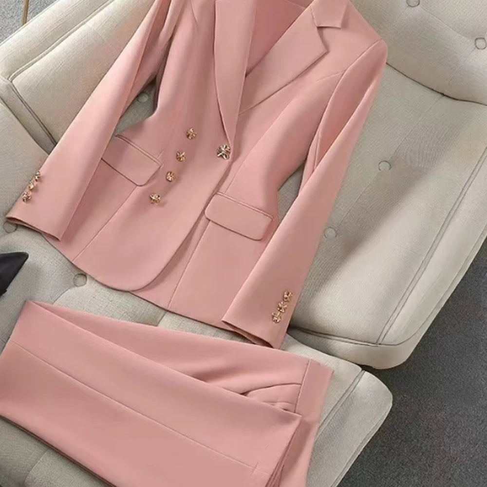 One Button Blazer and Trousers Suit