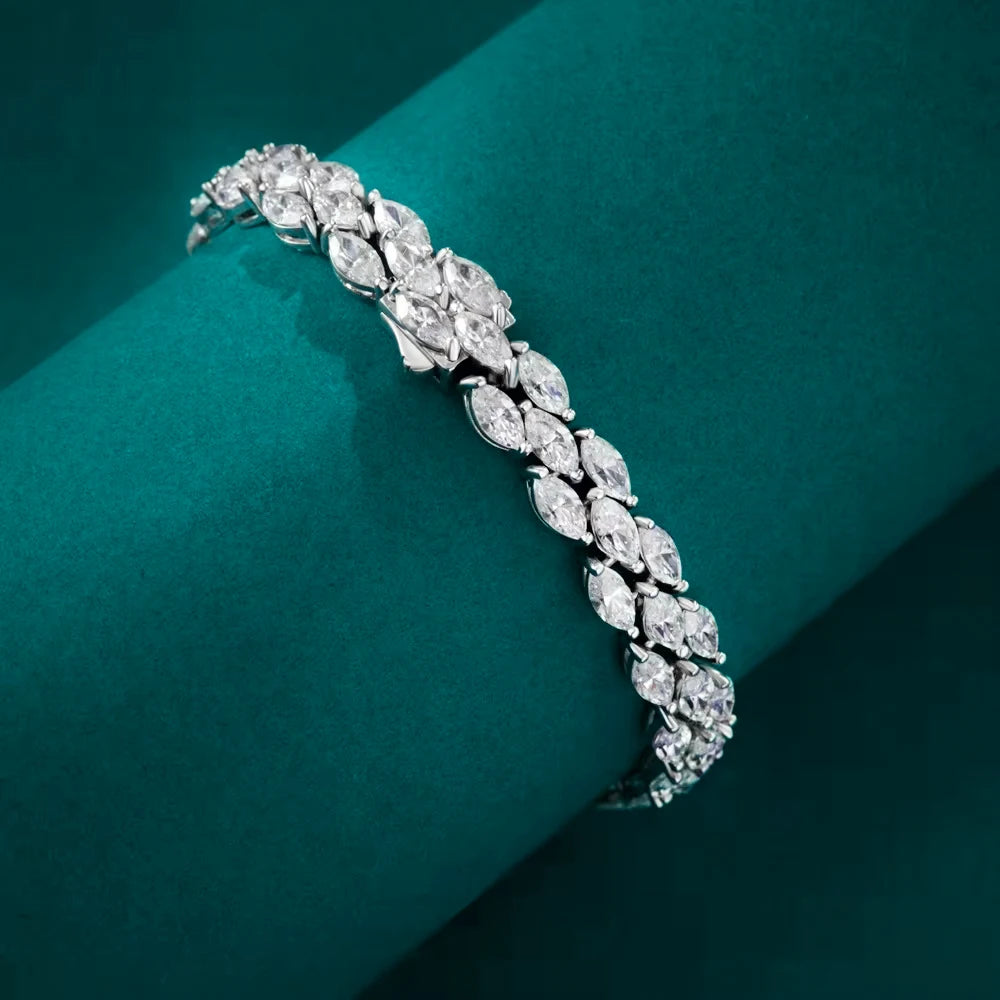 Fleur de Luxe Marquise Cut Moissanite Tennis Bracelet – GRA Certified