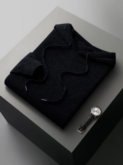 Men’s 100% Merino Wool Hooded Knit Pullover