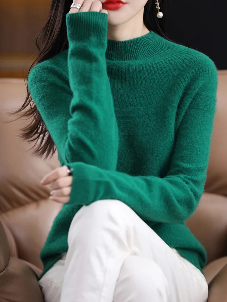 100% Merino Wool High Neckline Sweater