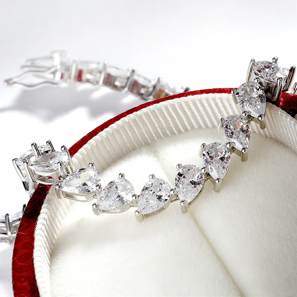 Pear Cut Moissanite Tennis Bracelet –  Anniversary Gift