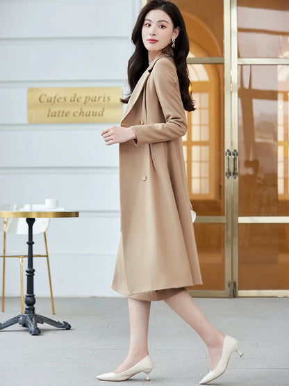 Women's Long Blazer and Pencil Skirt Formal Suit