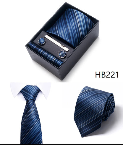 5 Pcs Business Tie Set Handkerchief, Cufflinks, Tie and Clip