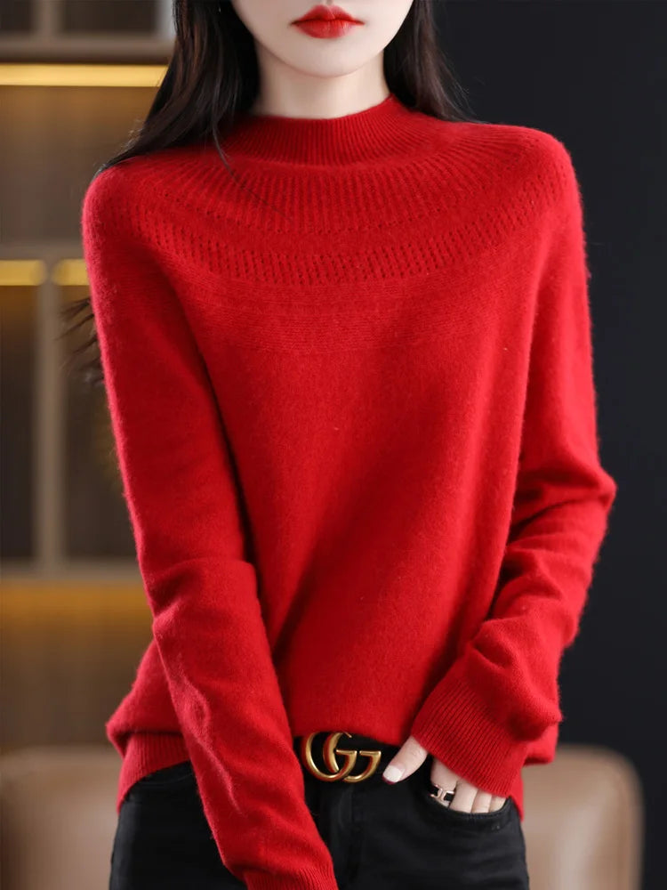 100% Merino Wool High Neckline Sweater