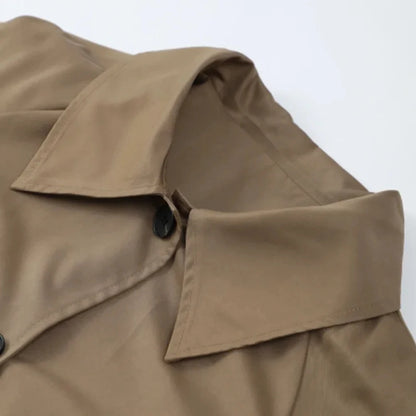 Single-Breasted Plaid Details Trench Coat