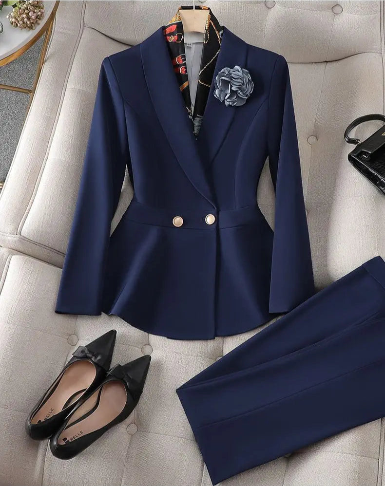 Women’s Formal Suit – Single Button Blazer & Ankle-Length Pencil Pants
