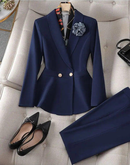 Women’s Formal Suit – Single Button Blazer & Ankle-Length Pencil Pants