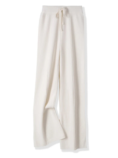 100% Merino Wool Knitted Wide-Leg Trousers