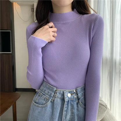 High Neckline Basic Sweater